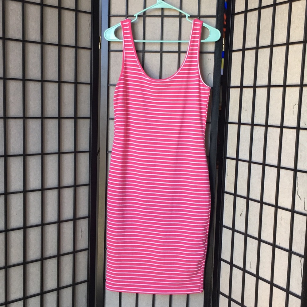 Forever 21 pink white striped dress sz m